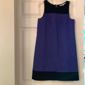 Loft size 6 blue and black a-line dress.